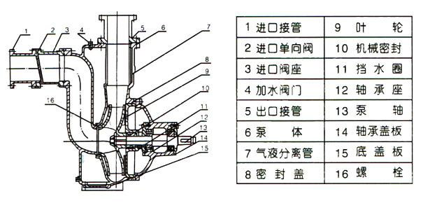 ZW自吸式無堵塞排污泵結構圖